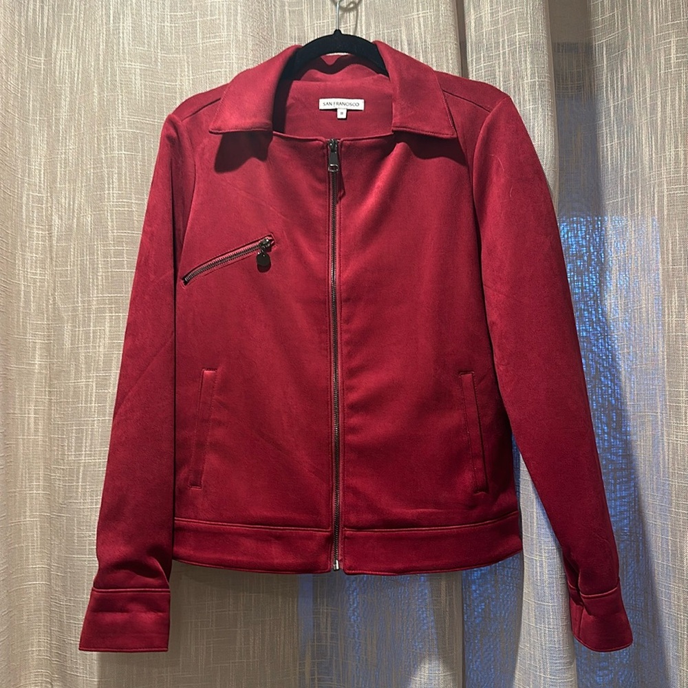 Wine Ultrasuede Moto Jacket Size M Never Worn